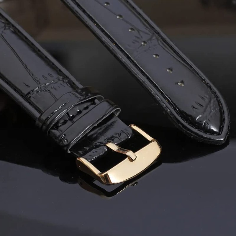 Dentily Classic Mechanical Hand-Wind Watch Men's Skeleton Watch Leather Strap