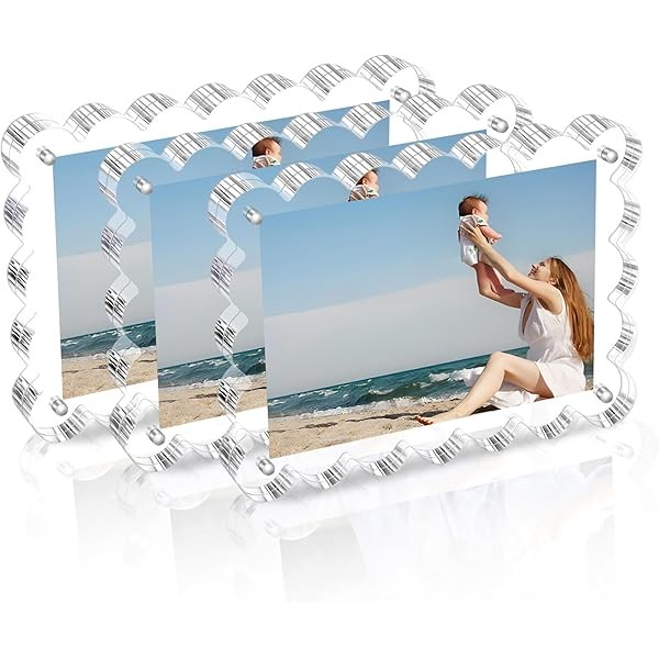 3 Pack Acrylic Picture Frame: 4x6inch Magnetic Picture Frames, Double