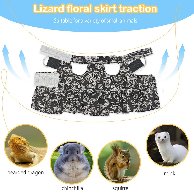 Lizard Harness Dress and Leash, Adjustable Hamster Ferret Harness and