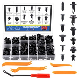 Glarks 245Pcs 12 Sizes Car Retainer Clips Nylon Bumper Push Fastener Rivet Clips Door Trim Panel Clips with Car Panel Removal Tools and Fastener Remover Assortment Kit for GM Ford Honda Toyota Chevy