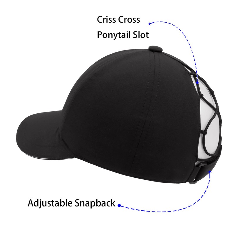 Baynetin Ponytail Baseball Cap Women's Summer Adjustable Quick Drying Breathable