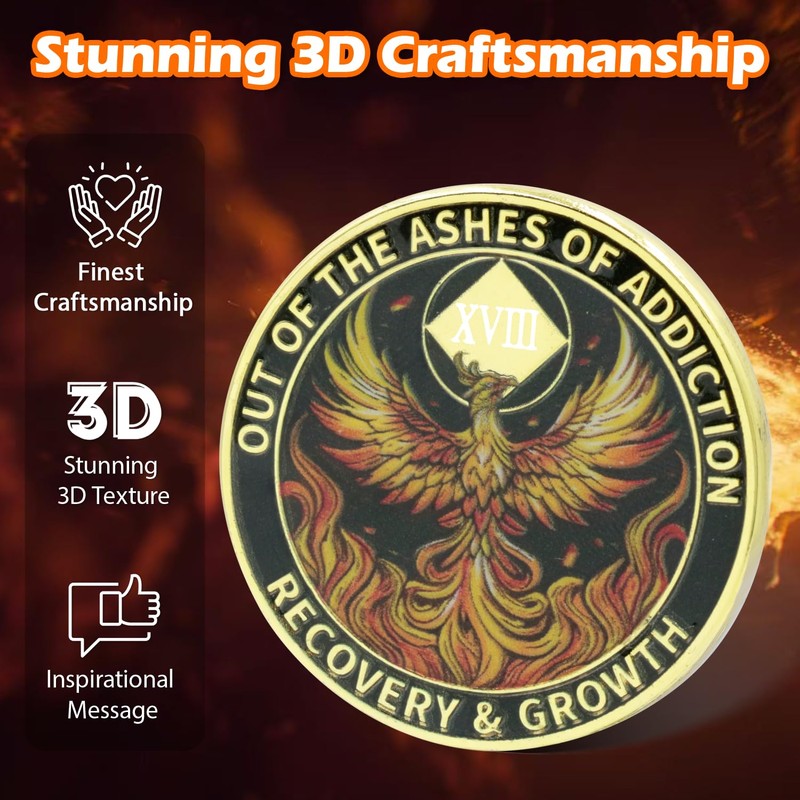 18 Year Phoenix Sobriety Coin – Rebirth in Sparks NA