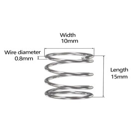 MACHSWON Compressed Spring for Furniture Screen Doors Lawn Mowers Repair Projects Stainless Steel Compression Spring 10mm OD 0.8mm Wire Size 15mm Free Length 10pcs