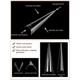 Stiletto Nail Tips 500 Pieces Half Cover Without C Curve