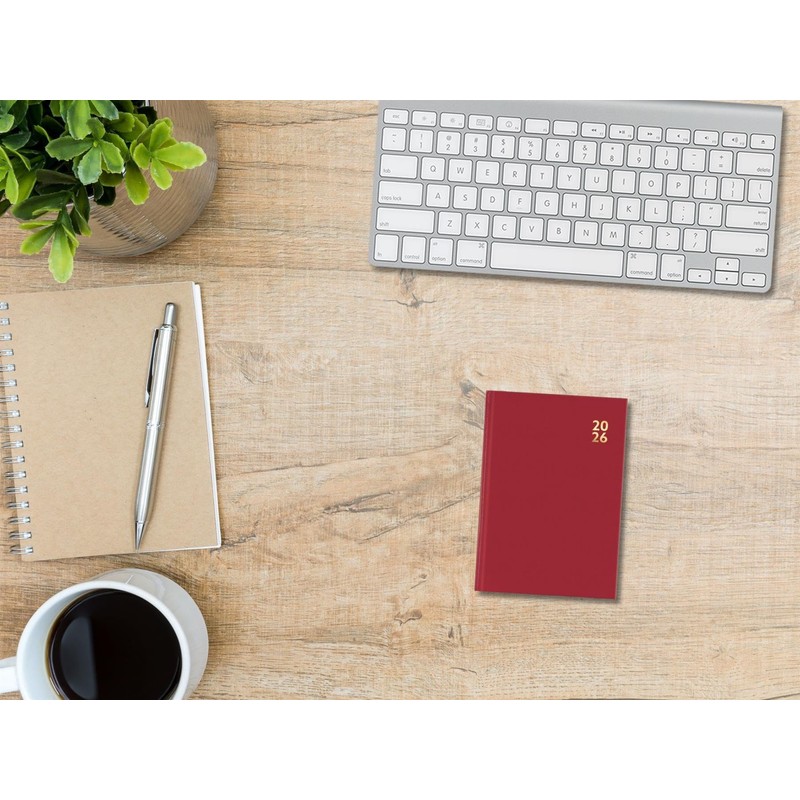 2026 A6 Diary Week Day Per Page - Hardback Red