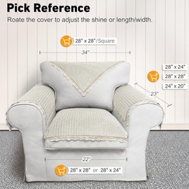 Couch Arm Cover, 1pc Velvet Couch Cover, Sofa Arm Covers, Non-Slip Lace Armrest Covers, Headrest/Backrest Cover, Seat Cover, Slipcovers for Pets Armchair Loveseat Recliner Furniture(28"×28", Beige)