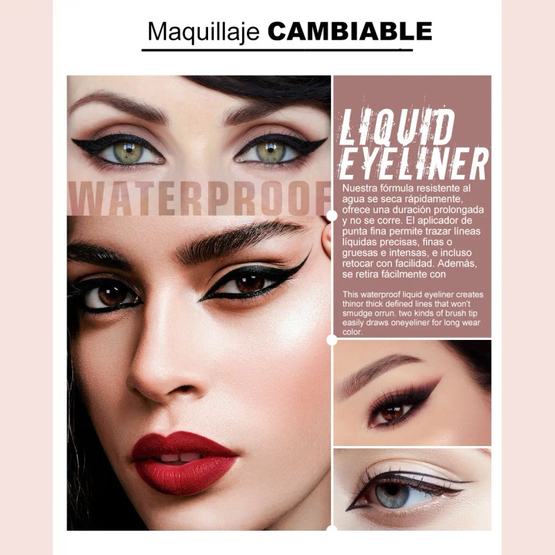 Delineador De Ojos Mate Negro Impermeable Secado Rápido
