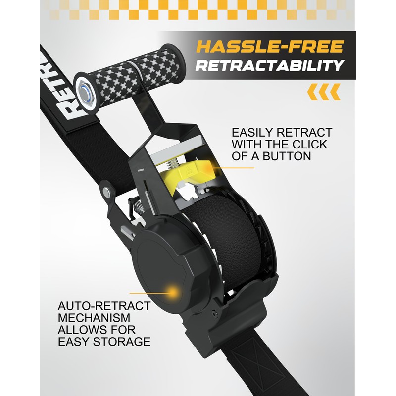 RETRUE Retractable Ratchet Straps (4-Pack) - 1 Inch x 10