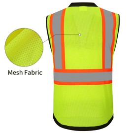 ProtectX 6-Pocket Class 2 High Visibility Safety Vest for Men Women, Reflective Vest with Zipper Front & Mesh Back, Hi Vis Vest for Work & Construction, Green, Small, 3 Pack