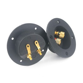 2-Way Speaker Box Terminal Binding Post, DIY Home Car Stereo Round Spring Cup Connectors Subwoofer Plugs 2-Pack