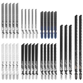35-Piece Professional Jigsaw Blades Set, 8 Models Saw Blades, Jigsaw, T-Shank Reciprocating Saw, Saw Blade with Plastic Box for Wood, Plastic and Metal
