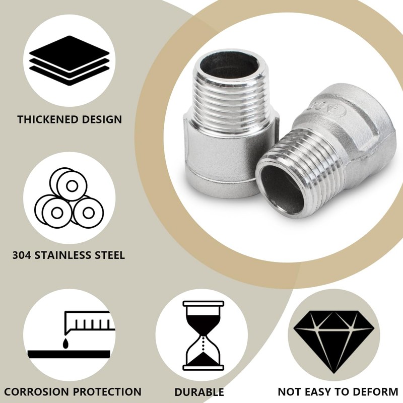 Bwintech 6 Pcs 1/2" Male to 1/2" Female BSP Thread