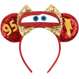 MADO mouse ears headband for women adults kids, princess ears for adult kids women girls boys,Park mini ears headbands for women kids girls (red car)