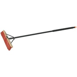 DAB 56" Long Industrial Push Broom with 24" Lacquered Hardwood Head | Moisture-Resistant Bristles | 13 Gauge Steel Connector | Comfort Sponge Grip Handle