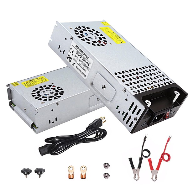 SUMANEP AC to DC 12V 30A 360W Power Supply, Silver,
