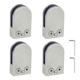 Discoball 4 x (6-8mm) 304 Stainless Steel Glass Clamps Clip Grip Holder for Stair Window (4-Pack)