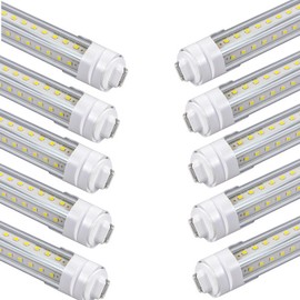 GOCuces 4ft T8 LED Tube Lights,36W 3600lm,White 6500K,R17d Base,45.8 inches End to End,60W F48T12 Fluorescent Bulb Replacement,Ballast Bypass,Dual-Ended Connection,Sign,Shop Lighting,Pack of 10