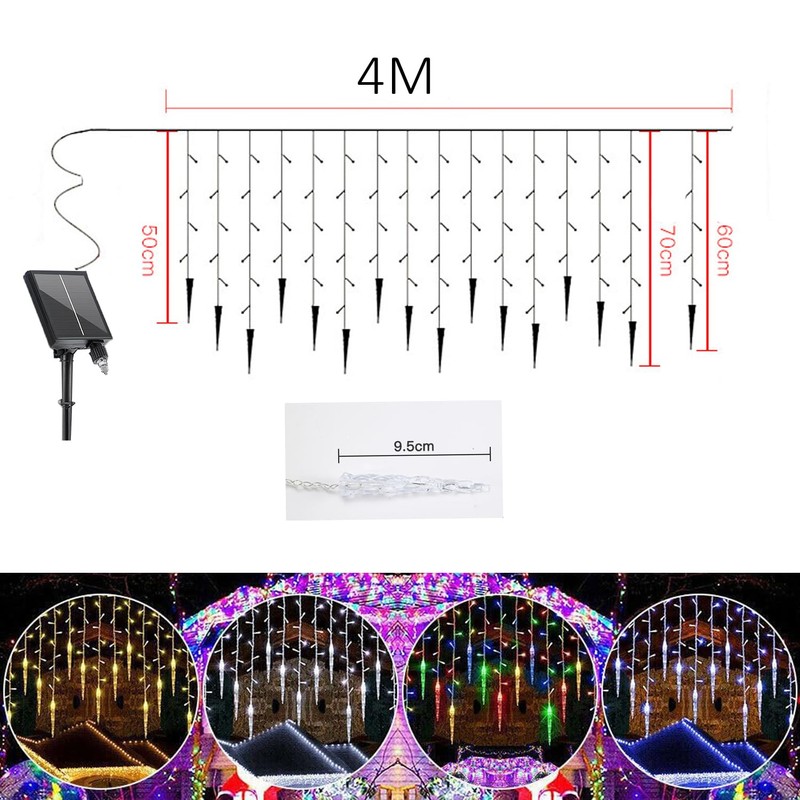 SUAVER Solar Icicle Lights Christmas Decorations with 19 Drops 96LED