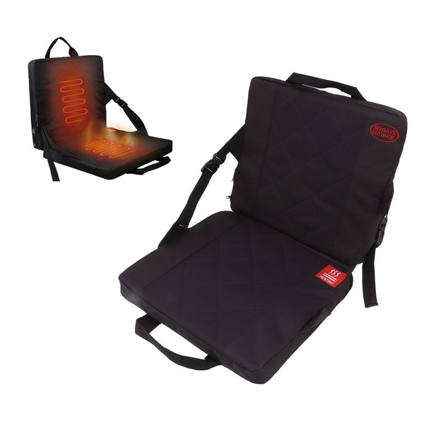 Portable, Foldable, Heated Seat Cushion, Heated Stadium Seat, USB Powered, Heated Memory Foam Back Cushion for Winter, Outdoor, Excursion, Camping, Fishing, Hunting