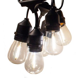 Hometown Evolution, Inc. 50 Foot E26 LED Outdoor Commercial String Lights with 25 Suspended Sockets and S14 LED Filament 1 Watt Bulbs