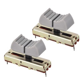 uxcell Fader Variable Resistors Mixer 35mm Straight Slide Potentiometer B50K Ohm Grey Black Knobs 2pcs