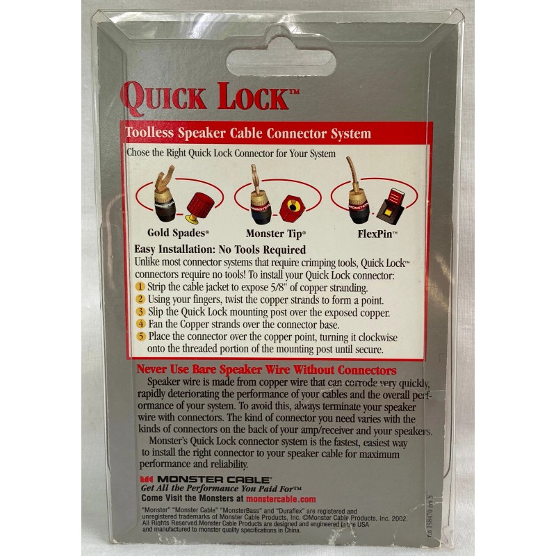 Monster Quick Lock Flex Tip Modular Speaker Cable Termination z2