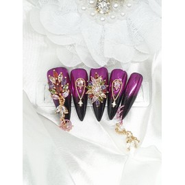 Tinkerbell handmade nail tips - Long stiletto / 팅커벨 수제네일팁 - 롱스틸레토