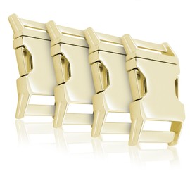 Ganzoo Alumaxx Metal Click Clasp, Set of 4, 3/4 Inch, 20 mm Strap, Paracord 550, Buckle, Buckle, Bracelets, Dog Collars, Backpack, Gold Shine, brass