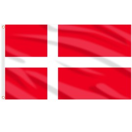 AhfuLife Denmark Flag 3x5 Ft, Large Denmark National Flags for Outside - Double Side with Brass Eyelets for Olympic Party Decorations, Bar Garden Street Decoration Indoor Outdoor