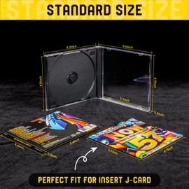 T WaveTree Upgraded Standard Single Clear CD Jewel Case,CD Storage Case with Assembled Black Tray, Thickened Material, 30 Pack