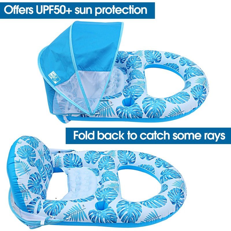 COOLCOOLDEE Pool Lounge Float with Canopy UPF50+,Extra Large Pool Floats