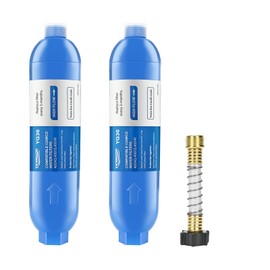 YKMGON RV Inline/Marine Water Filter With Flexible Hose Protector, Reduce Bad Taste, Odors, Rust, Fluoride, Chlorine and Sediment in Drinking Water (2 Pack)
