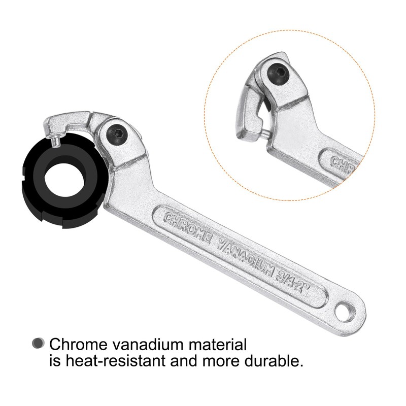 sourcing map 3/4-2"(19-51mm) C Spanner Wrench Adjustable Round Pin Spanner
