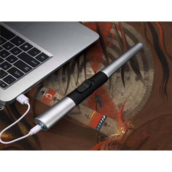 Encendedor electrónico de vela arco resistente al viento sin llama USB recargable encendedor con botón de seguridad para el hogar cocina negro cepillado