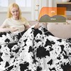 PTQ Black Cow Print Heated Throw Blanket 50"x60", Electric Blanket