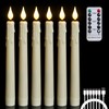 FREEPOWER 6PCS Rechargeable LED Flameless Taper Candles with Remote Timer,Battery