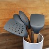 Beille Grey Nylon Ladle with Soft Grip Ergonomic Wooden Handle