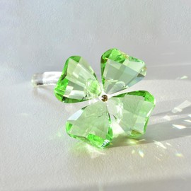 HTXYCTH Lucky Crystal Clover Green Sculpture, Clover Sunlight Catching Ornament, Beautiful Crystal Craft, Home Office Desktop Decoration, Birthday Gift