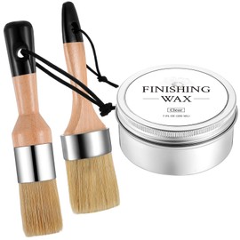 Threlaco Chalk Paint Wax with 2 Finishing Wax Brush Clear Furniture Finishing Wax 7 oz Sealing Wood Wax Protective Topcoat Paint for Painting Waxing Interior Furniture Cabinets Walls Home Accessories