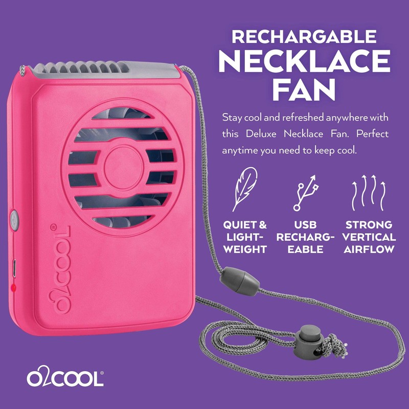 O2COOL Portable Neck Personal Travel USB Battery Powered Adjustable Lanyard