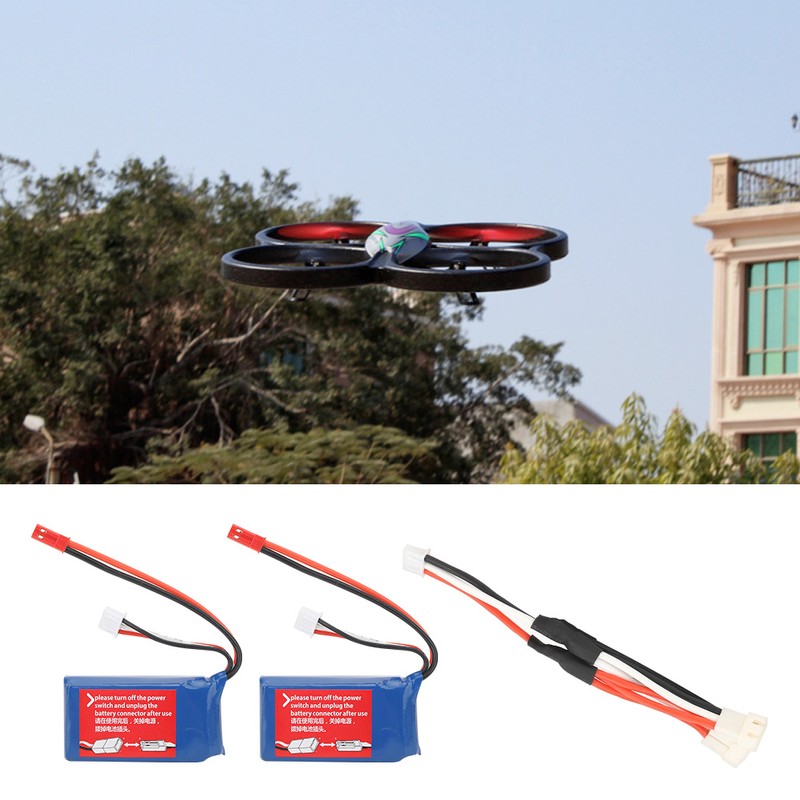 2Pcs 7.4V 1100mAh Lithium Battery with Charging Cable Fit for
