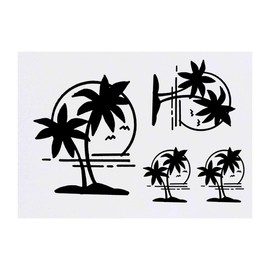 4 x 'Palm Trees & Sunset' Temporary Tattoos - Water Resistant, Skin-Safe, Non-Toxic Transfers, Mixed Sizes (TO00057436)