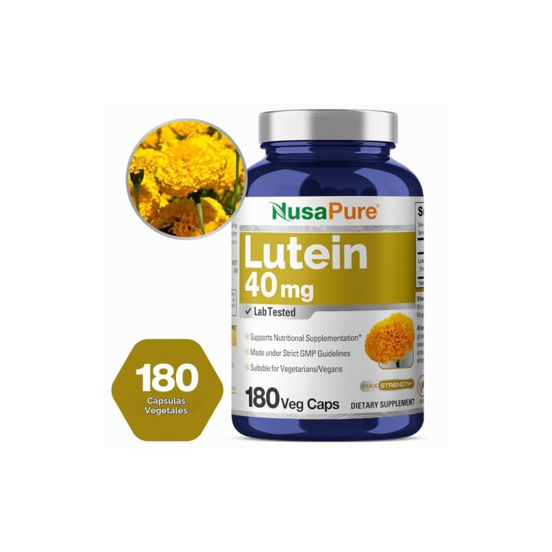Lutein 180 Cápsulas Vegetales Omg Gluten Suplemento Apoyo Ojos Secos