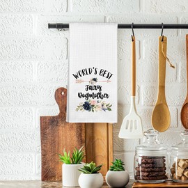 WAITPI Fairy Dogmother Gifts Kitchen Towels, World's Best Fairy Dogmother Dog Mom Christmas Birthday Gifts Hand Towels for Dog Lovers, Floral Decorative Dish Towels for Bathroom Mother's Day 16x24 in