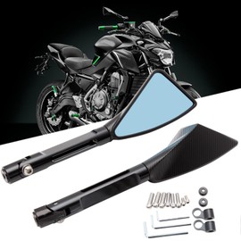 DREAMIER 8MM 10MM Triangle Motorcycle Rear View Side Mirrors Demon Blade Style Handlebar Side Mirror Compatible with MT-01 MT-03 FZ1 FZ6 TDM900 TW225 XJR1300 XJ6 XTZ V Max YBR (Black)