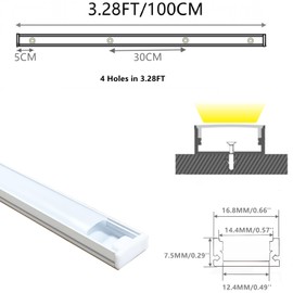 THMOOTHER Matte White 20-Pack 3.28FT Pre-Drilled Clip Free LED Strip U Channel Diffuser, Tight and Flush Mounted Under Cabinet Tape Track Aluminum Low Profile with UV Resistance Milky Cover (20)