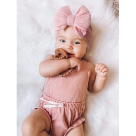 AQOKKA Baby Bows Headbands Nylon Newborn Baby Headbands Toddler Infant Hairbands with Big Bows for Baby Girl Newborn Essentials