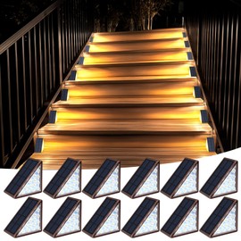 XILLUMI CORE Solar Step Lights for Outside Waterproof IP67, Outdoor Stair Lights 12 Pack, Solar Stair Lights Outdoor LED Outdoor Step Lights Decor for Stair, Deck, Front Step, Patio, Garden Step