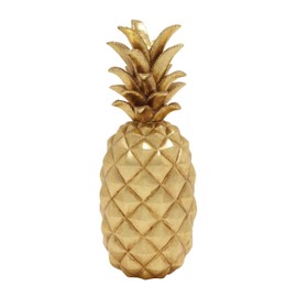 Deco 79 Polystone Fruit Decorative Sculpture Pineapple Home Decor Statue, Accent Figurine 7" x 7" x 18", Gold