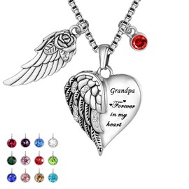 Forever in my heart with 12 Birthstones Cremation Jewelry Keepsake Memorial Urn Necklace, Metal